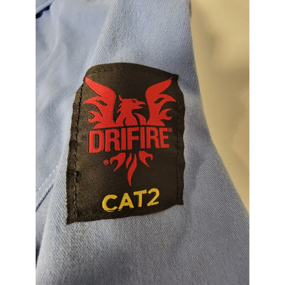 DriFire FR Work Shirt Mens XL Blue Flame Resistant CAT 2 Long Sleeve Button Down - Picture 5 of 7